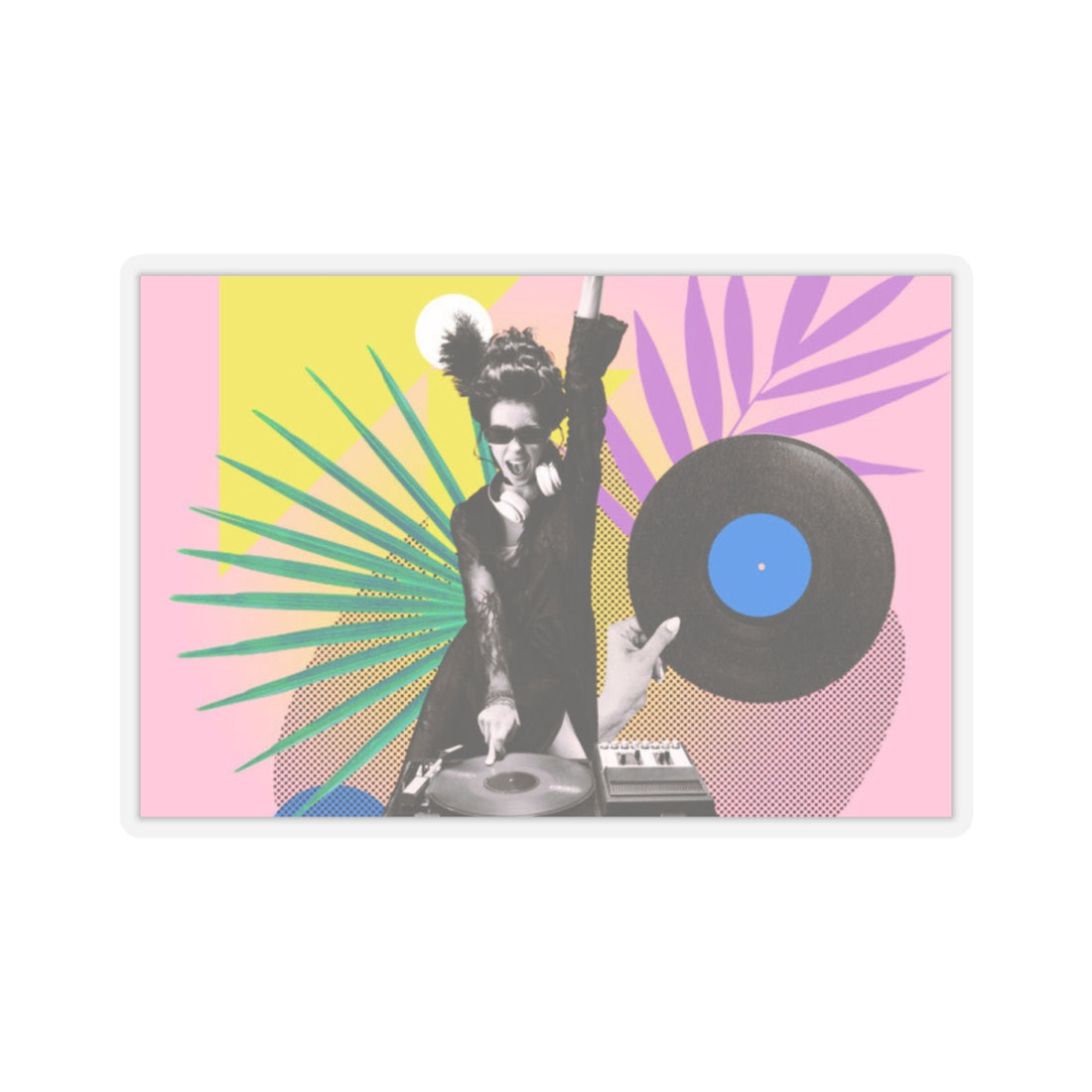 Retro DJ Inspired Kiss-Cut Stickers - Colorful Vinyl Art for Music Lovers