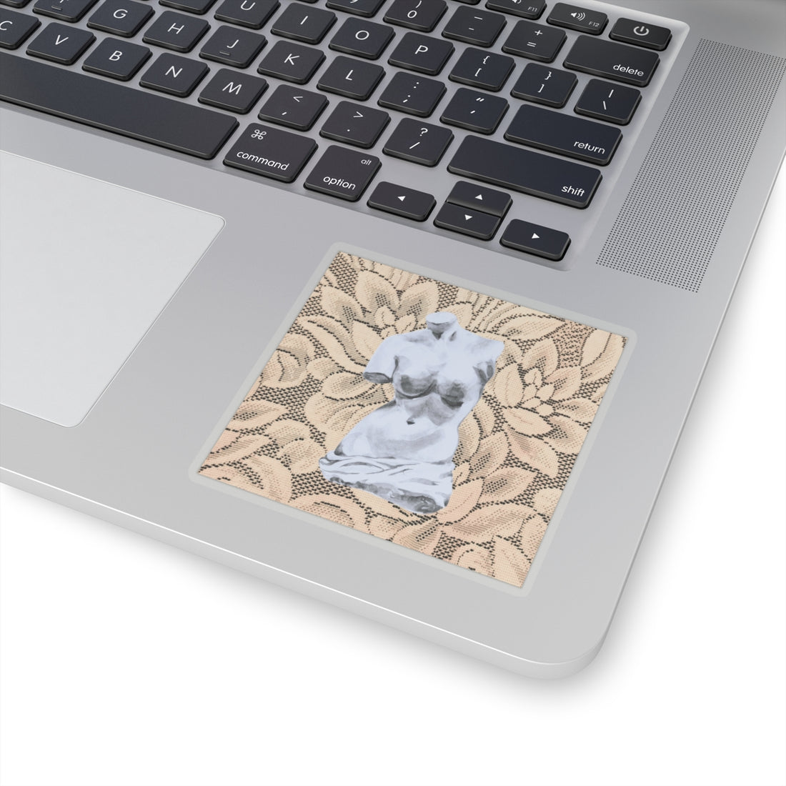 Artistic Kiss-Cut Stickers - Classical Statue on Floral Background, Perfect for Laptop and Journal Decor