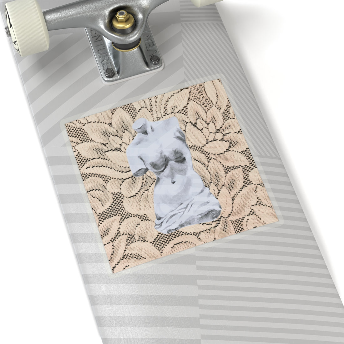 Artistic Kiss-Cut Stickers - Classical Statue on Floral Background, Perfect for Laptop and Journal Decor