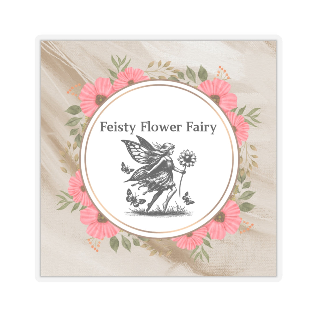 Feisty Flower Fairy Kiss-Cut Stickers - Whimsical Floral Design for Laptop and Decor