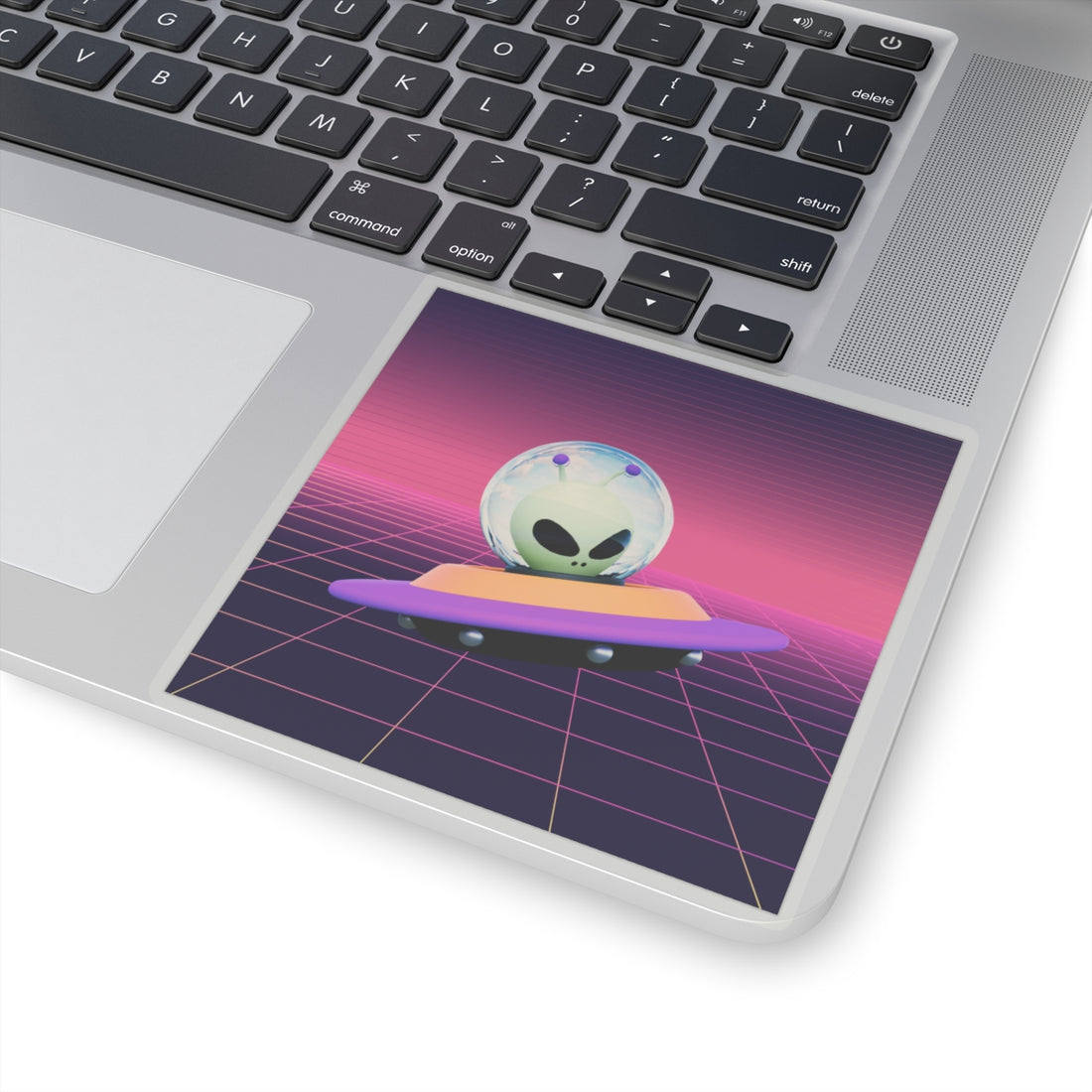 Retro Alien Spaceship Kiss-Cut Stickers - Perfect for Tech, Décor & Gifts