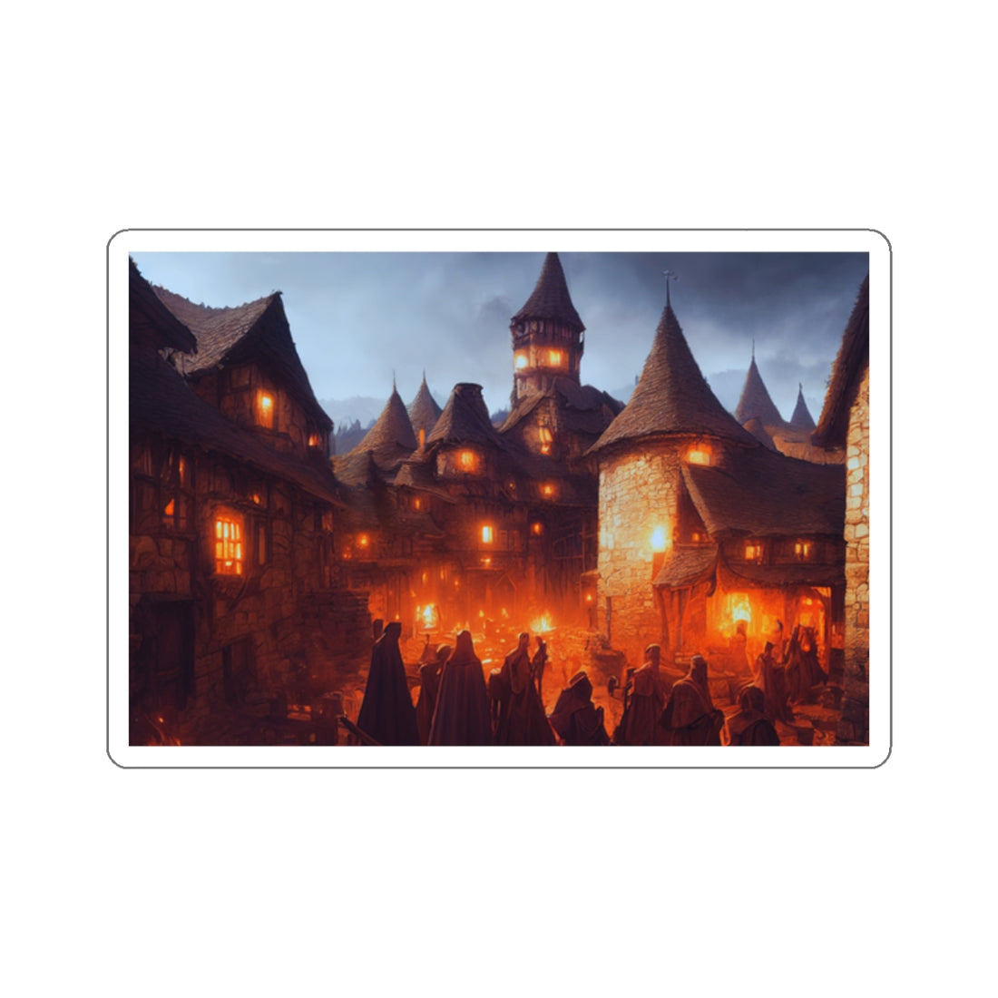 Enchanting Medieval Town Kiss-Cut Stickers - Perfect for Laptops & Journals