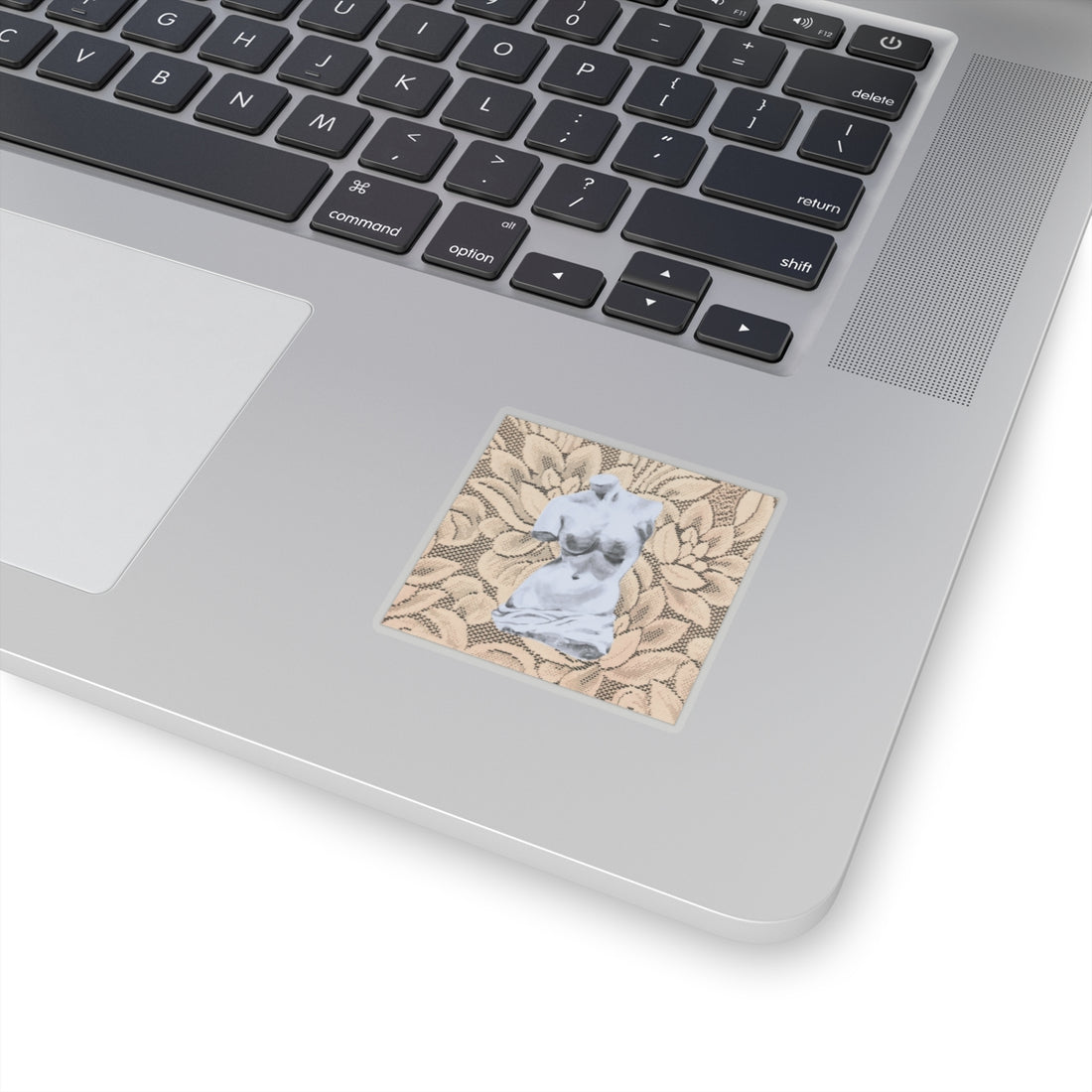 Artistic Kiss-Cut Stickers - Classical Statue on Floral Background, Perfect for Laptop and Journal Decor