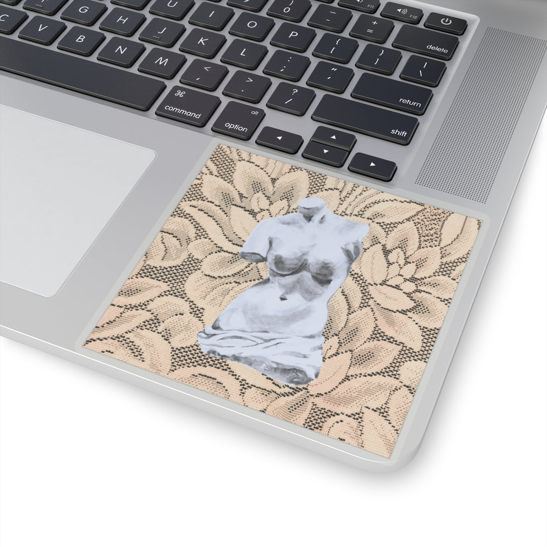 Artistic Kiss-Cut Stickers - Classical Statue on Floral Background, Perfect for Laptop and Journal Decor