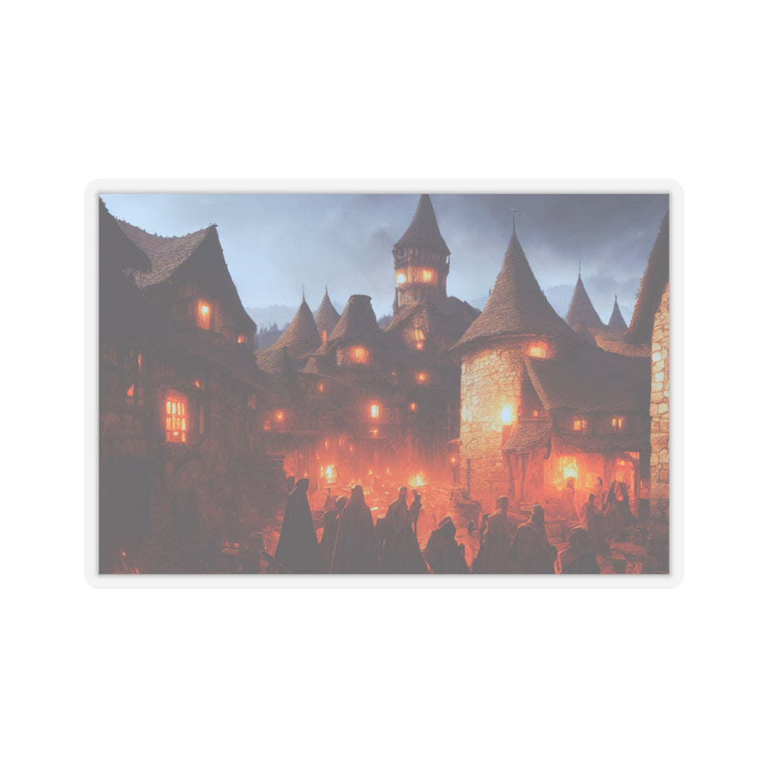 Enchanting Medieval Town Kiss-Cut Stickers - Perfect for Laptops & Journals