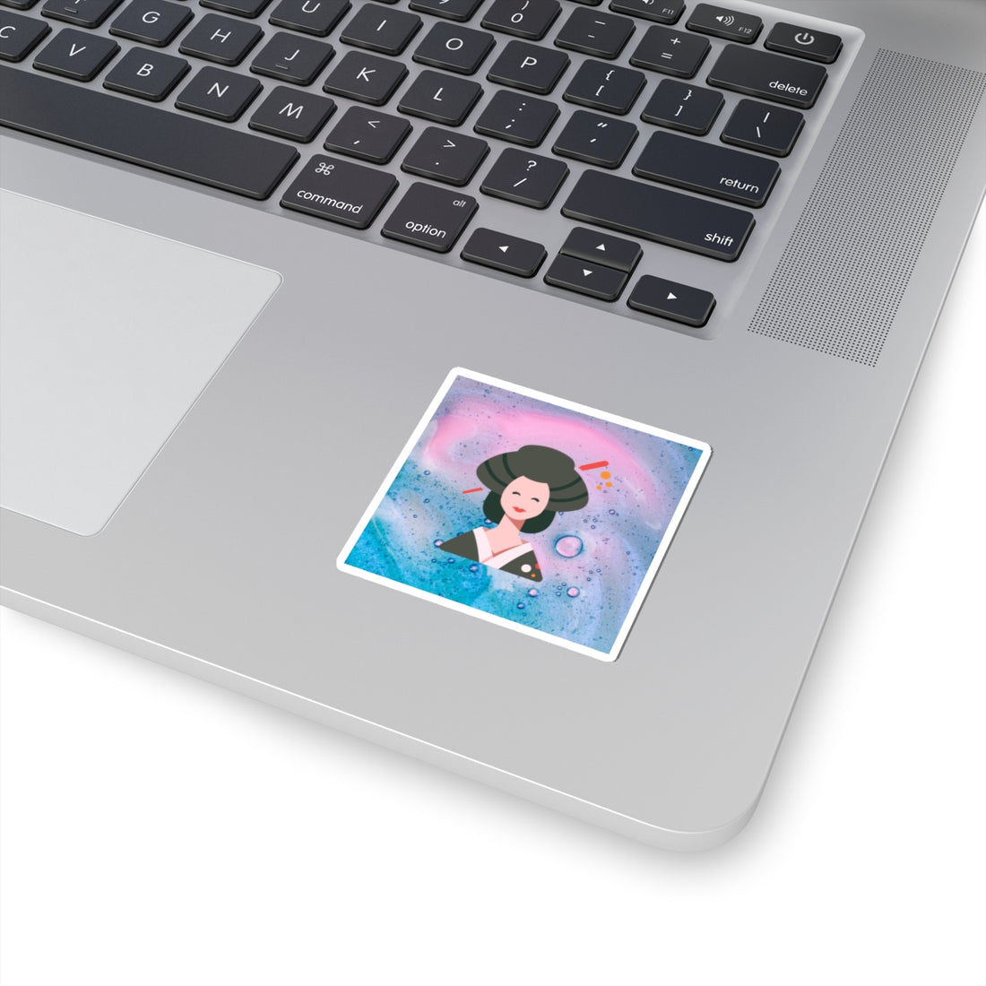 Whimsical Geisha Kiss-Cut Stickers | Cute Pastel Art for Laptops & Notebooks