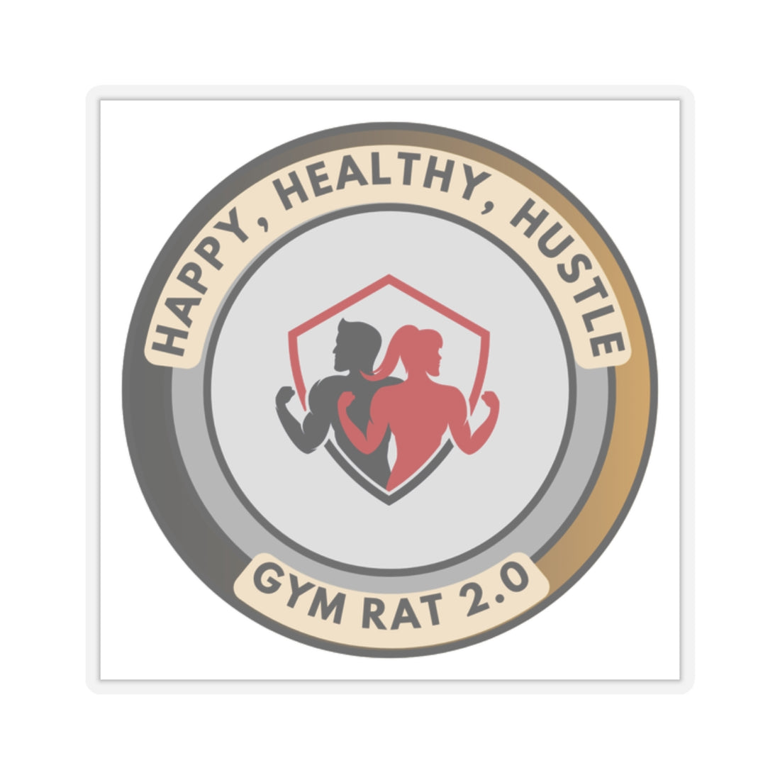 Gym Motivation Kiss-Cut Stickers - Happy, Healthy, Hustle Design