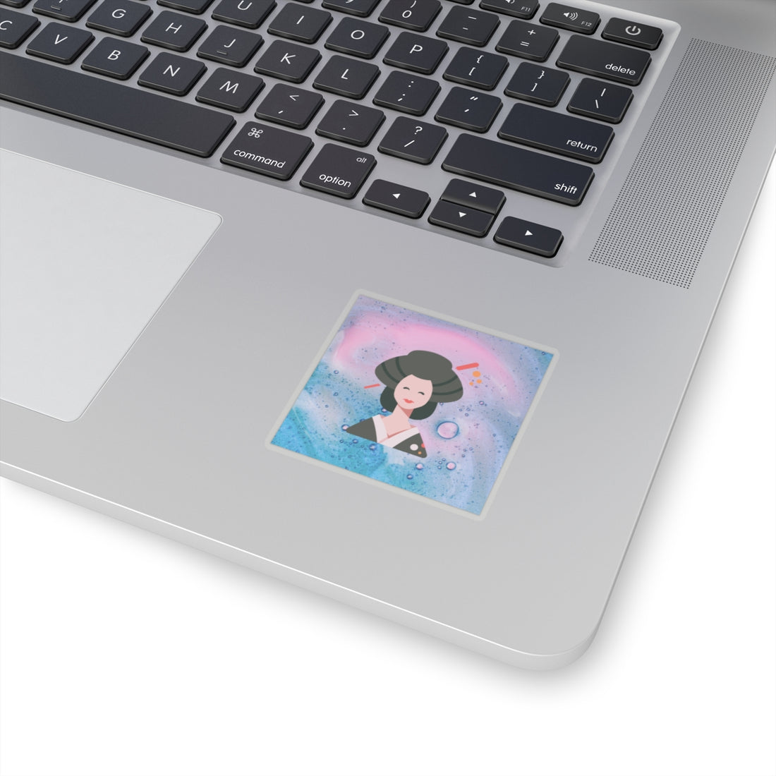 Whimsical Geisha Kiss-Cut Stickers | Cute Pastel Art for Laptops & Notebooks