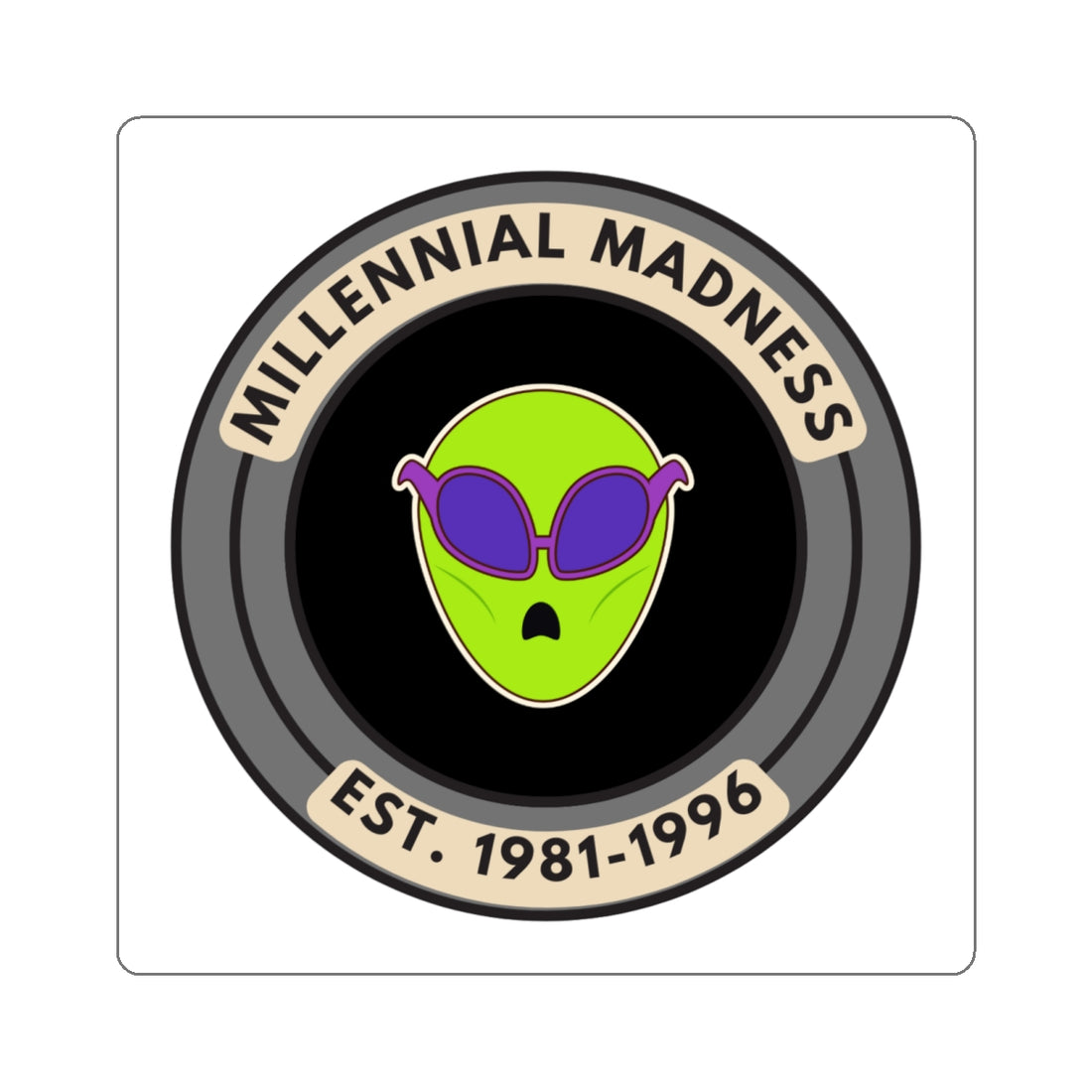 Millennial Madness Alien Kiss-Cut Stickers - Perfect for Laptops and Water Bottles