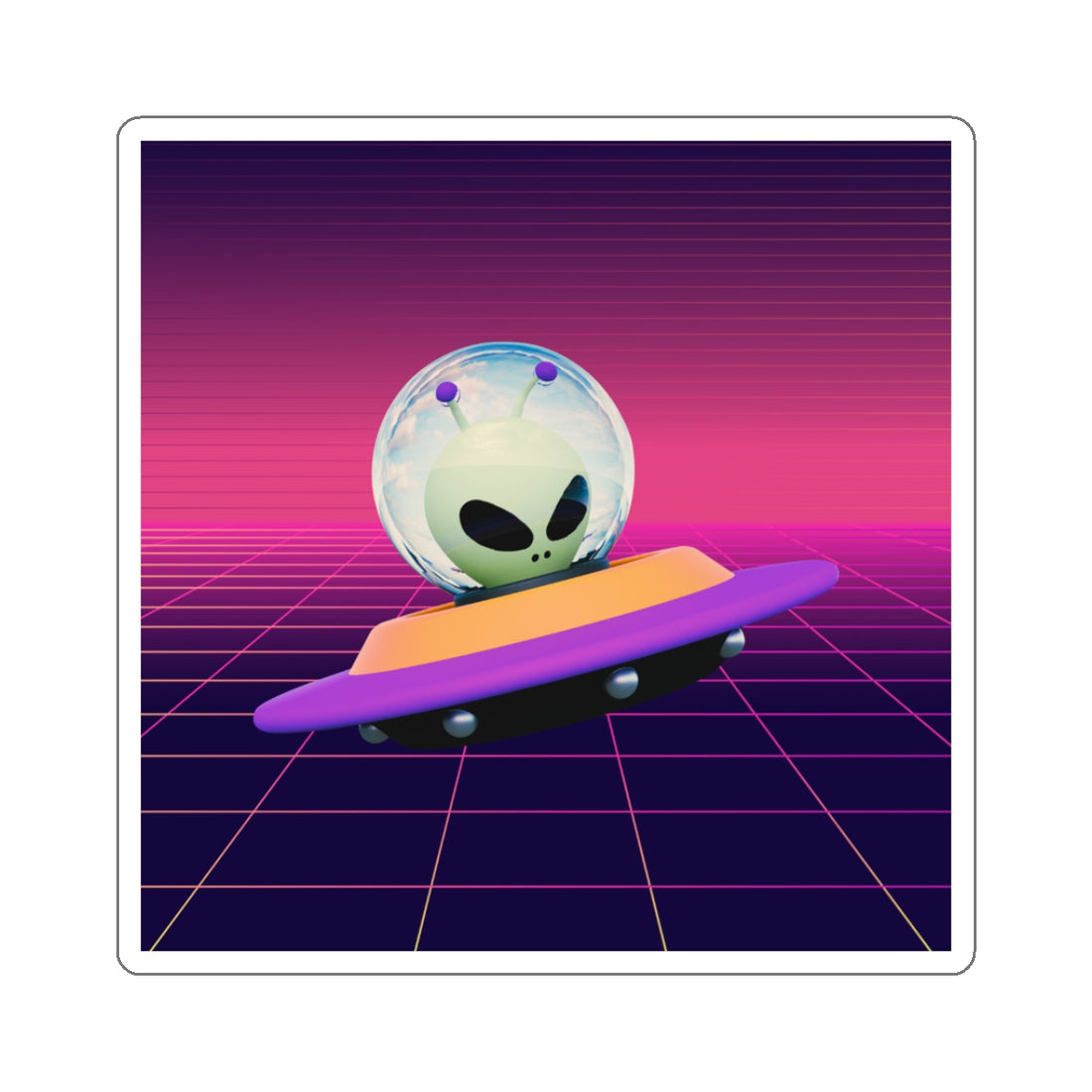 Retro Alien Spaceship Kiss-Cut Stickers - Perfect for Tech, Décor & Gifts