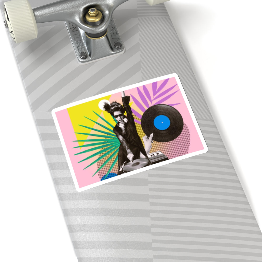 Retro DJ Inspired Kiss-Cut Stickers - Colorful Vinyl Art for Music Lovers