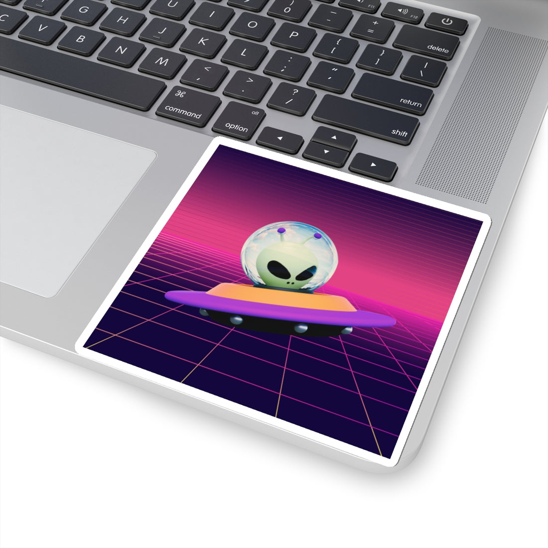 Retro Alien Spaceship Kiss-Cut Stickers - Perfect for Tech, Décor & Gifts