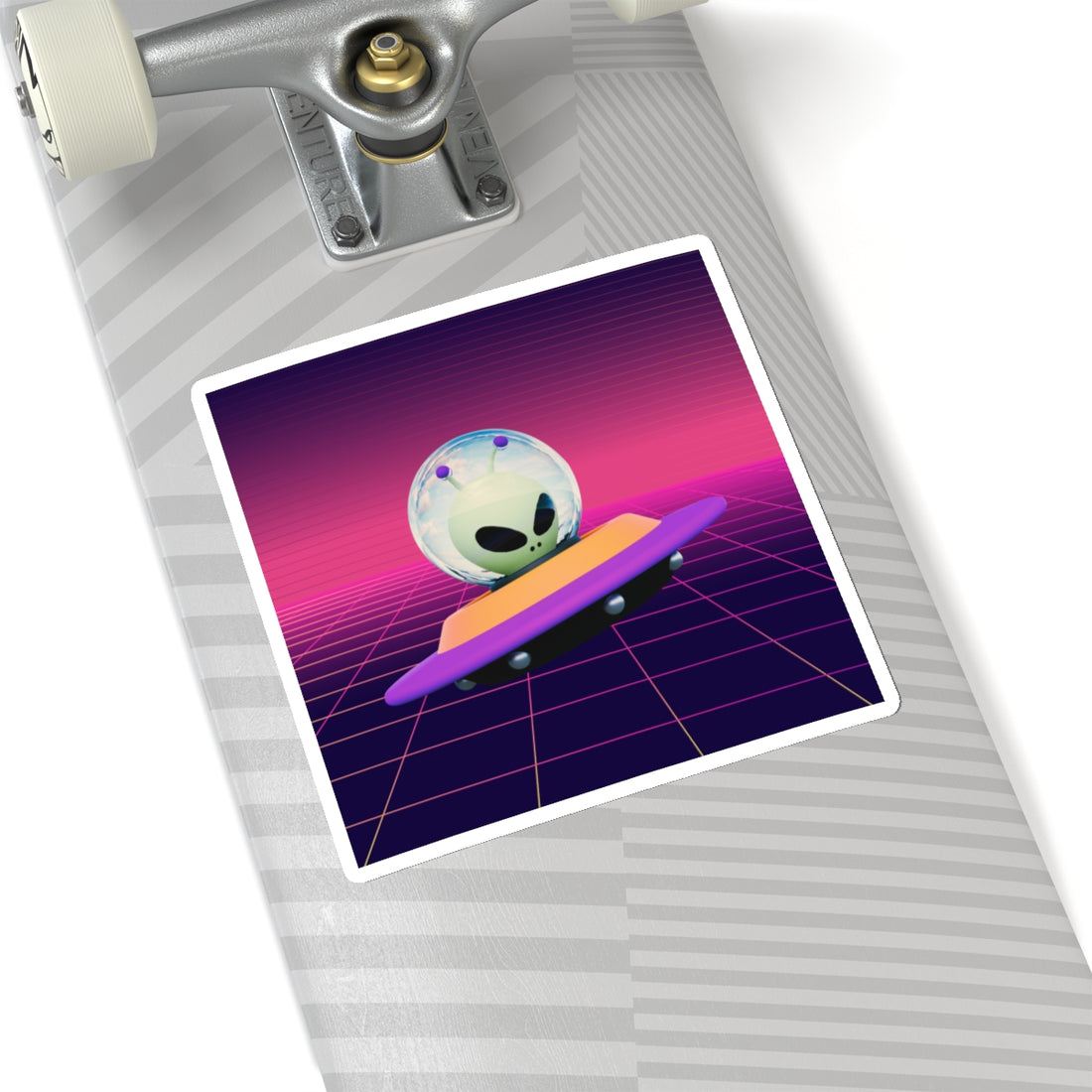 Retro Alien Spaceship Kiss-Cut Stickers - Perfect for Tech, Décor & Gifts